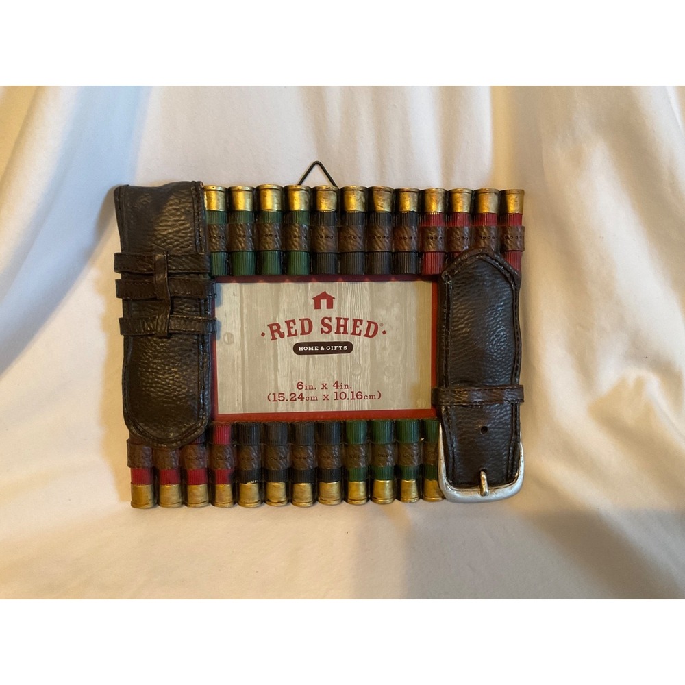Red Shed SHOTGUN SHELLS, Bullets, Belt BUCKLE picture FRAME.Hunter, COWBOY Frame